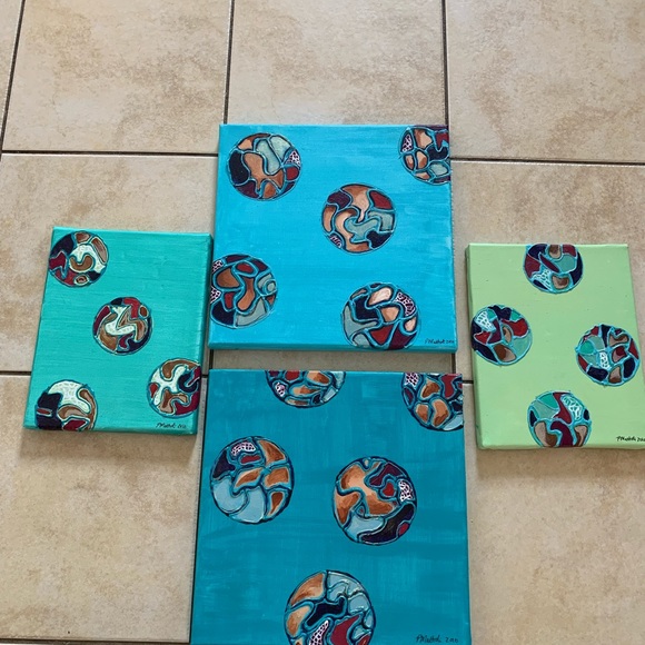 Set of 4 one of a kind original abstract paintings - Picture 8 of 12